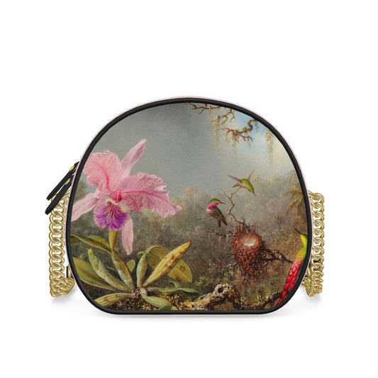 Leather Round Box Bag Orchid