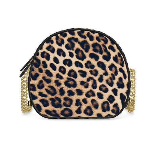 Leather Round Box Bag Leopard